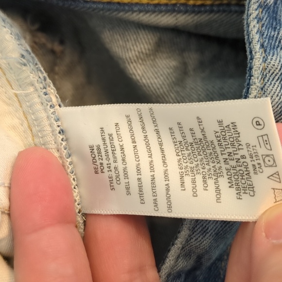 RE/DONE x Revolve The Midi Short jeans organic cotton ripped tide color Sz 31 - Picture 7 of 7
